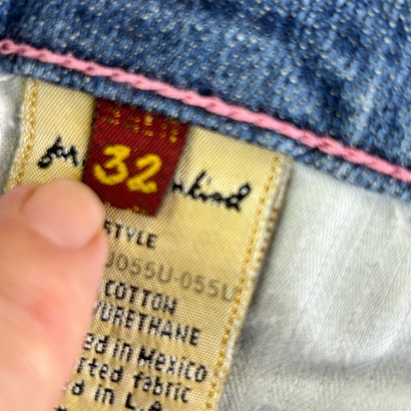 7 for all man kind bootcut jeans blue denim Vintage Y2K Size 32 Stretc Low Rise - Picture 11 of 11